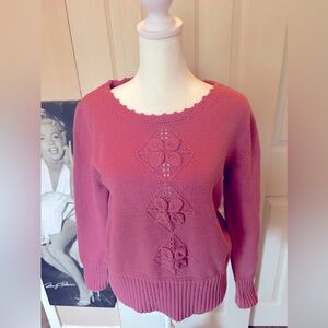 Liz Claiborne Pink/  Rose Knit Sweater 100% Cotton S